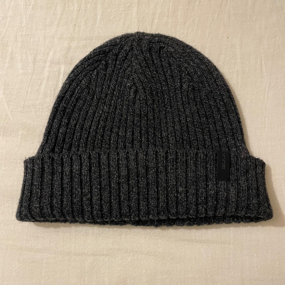 Bula Mens Charcoal Gray Ribbed Knit Fleece‎ Lined Cuffed Beanie Hat OS 1729619